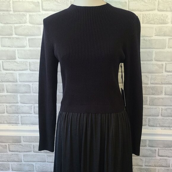 Simply Vera Wang Black Sweater Top Dress Flowy Skirt Staple Basic Gilmore NEW L - Picture 2 of 9